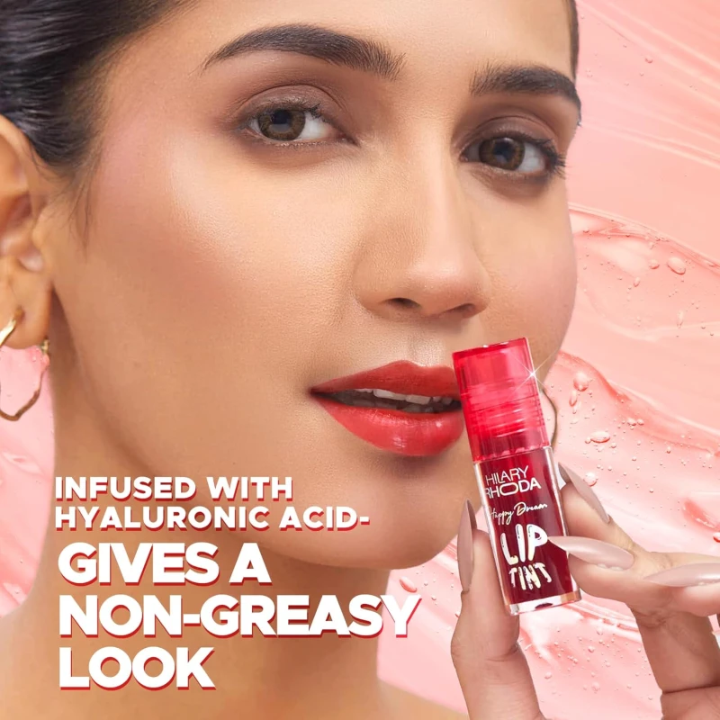 Hilary Rhoda Happy Dream Lip Tint | Hydrating Formula | Infused with Hyaluronic Acid | Cruelty-Free & Glossy Finish | Non-Sticky Formula - 3.7g (Peach Wish- Shade 01) thumbnail 3